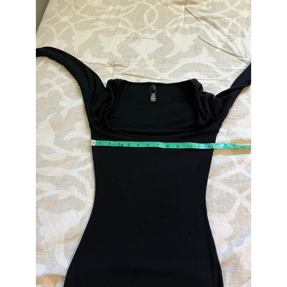 SKIMS Soft Lounge Long Sleeve Dress Onyx black bodycon maxi size small - Picture 8 of 9